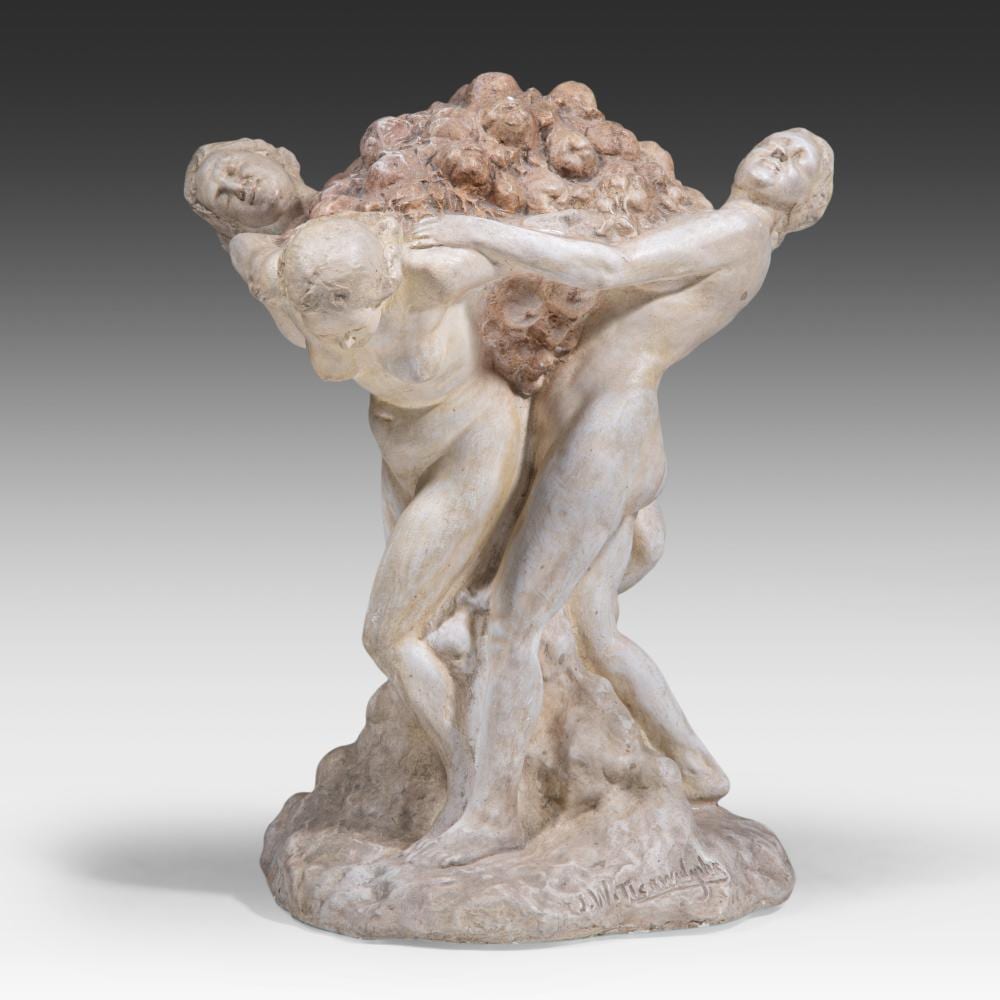 Joseph Witterwulghe comparable auction result: joseph witterwulghe 1883 1967 art deco group polychrome plaster h 49 cm