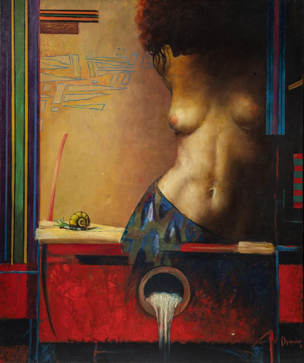 ? Mackowiak comparable auction result: erwin mackowiak 1926 2006 la sourci re 1990 oil on canvas 120 x 100 cm 47 2 x 39 3 in frame 124 x 104 cm 48 8 x 40 9 in