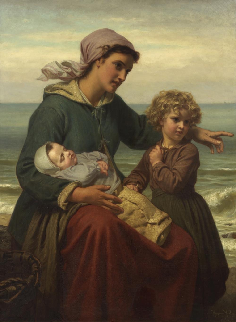 Hugues Merle comparable auction result: hugues merle french 1823 1881 awaiting his return