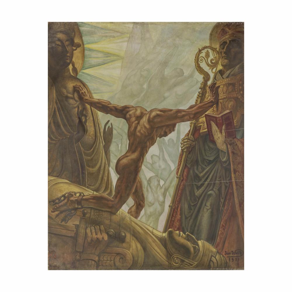 Jean Delville comparable auction result: jean delville belgian 1867 1953 the last idols 414 x 354 5cm 163 x 139 9 16in unstretched unframed