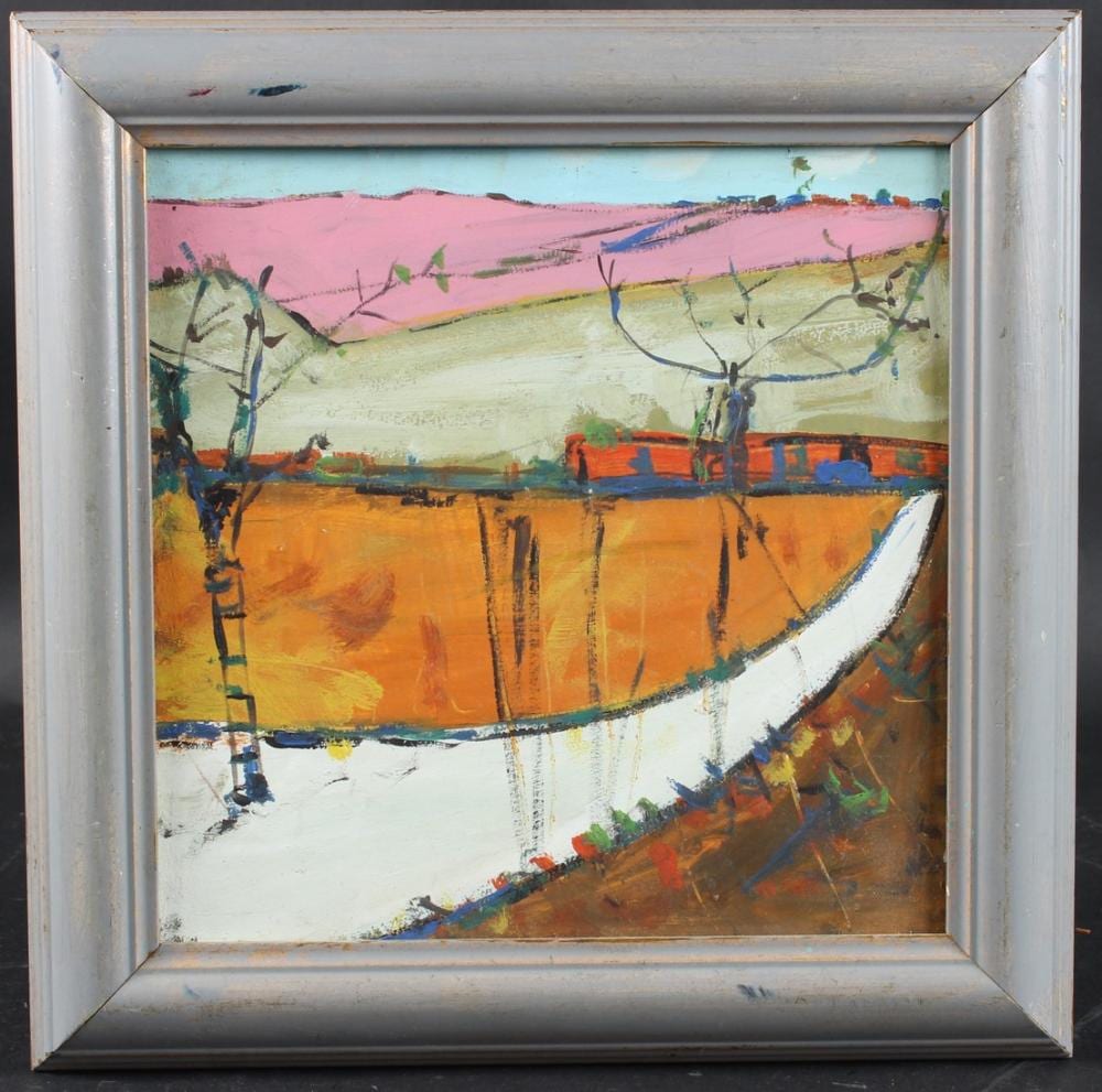 Daphne McClure comparable auction result: daphne mcclure 1930 tregonning hill penzance oil on board label verso 28 5 x 28 5cm
