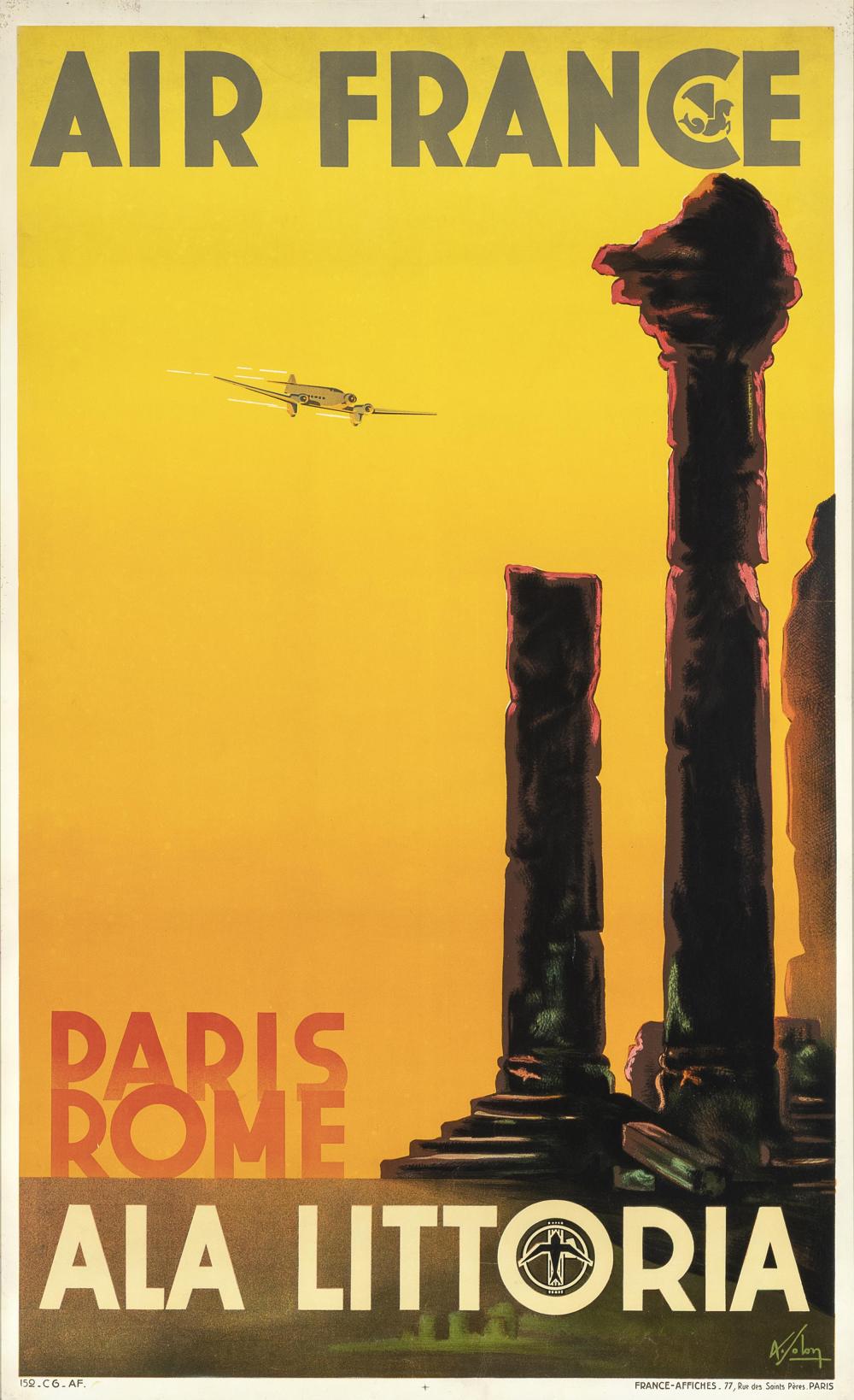 Albert Solon comparable auction result: albert solon air france ala littoria original poster
