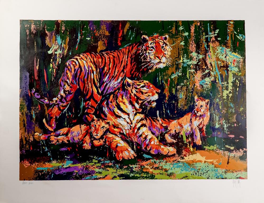Mark King comparable auction result: mark king artist proof serigraph on paper bengal tiger family signed