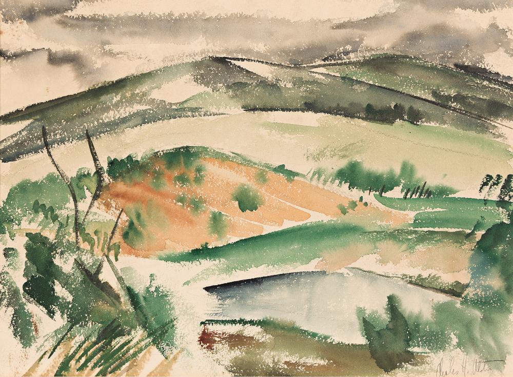Charles Henry Alston comparable auction result: charles henry alston 1907 1977 untitled landscape with hills circa 1935 40