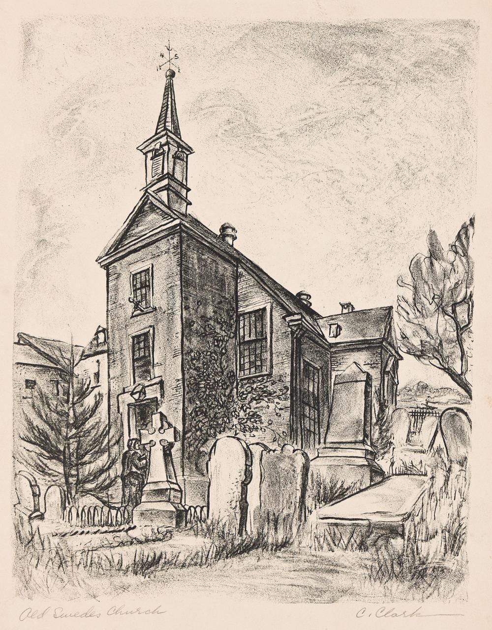 Claude Clark comparable auction result: claude clark 1915 2001 old swedes church 1940