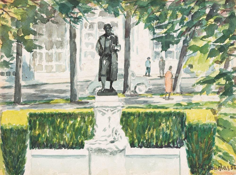 Aaron Douglas comparable auction result: aaron douglas 1899 1979 untitled monument in a park 1956