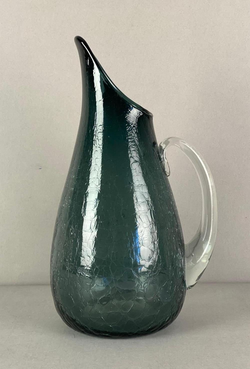 Winslow Anderson comparable auction result: vintage blenko smoke crackle glass pitcher by winslow anderson