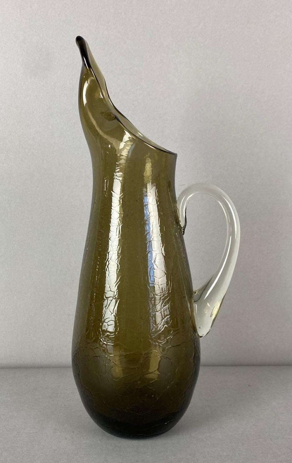 Winslow Anderson comparable auction result: vintage blenko smoke crackle art glass pitcher by winslow anderson