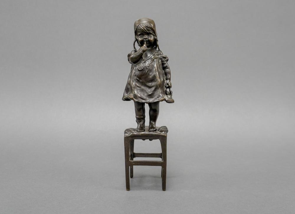 Juan Clara Ayats comparable auction result: juan clara spanish 1875 1958 girl on stool bronze sculpture signed on stool h 12 in 30 5 cm