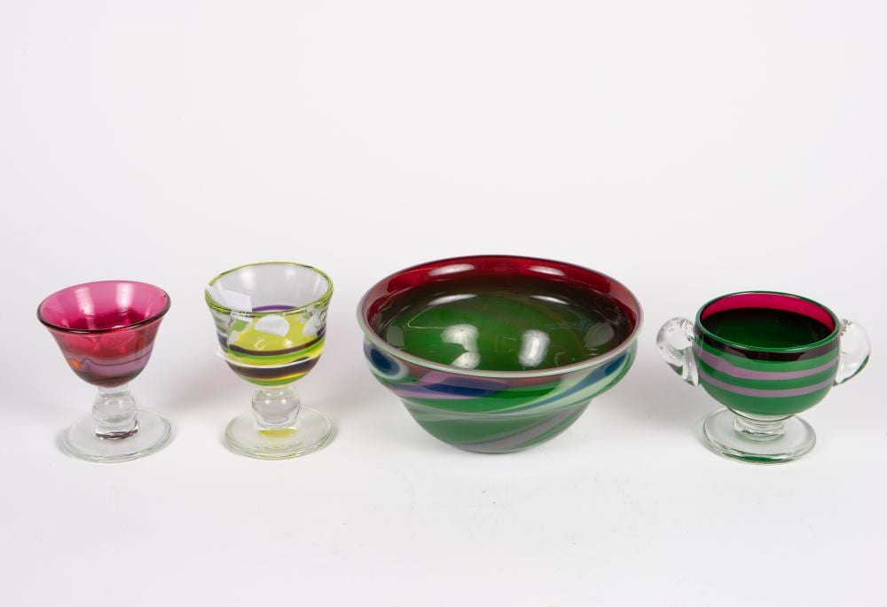 Joel Philip Myers comparable auction result: lot of 4 joel philip myers signed glass items