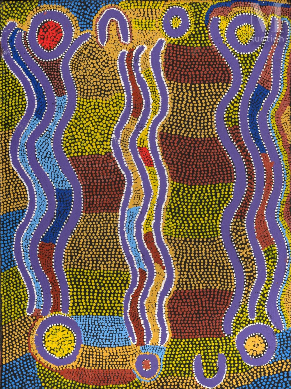 Judy Watson Napangardi comparable auction result: judy watson napangardi c 1925 30 2016 mina mina dreaming 1989