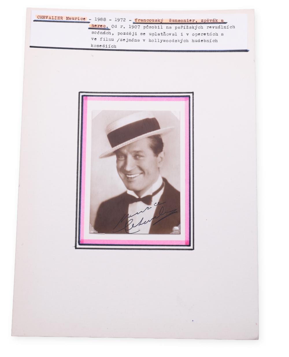 Maurice Chevalier comparable auction result: maurice chevalier 1888 1972 signature on photo