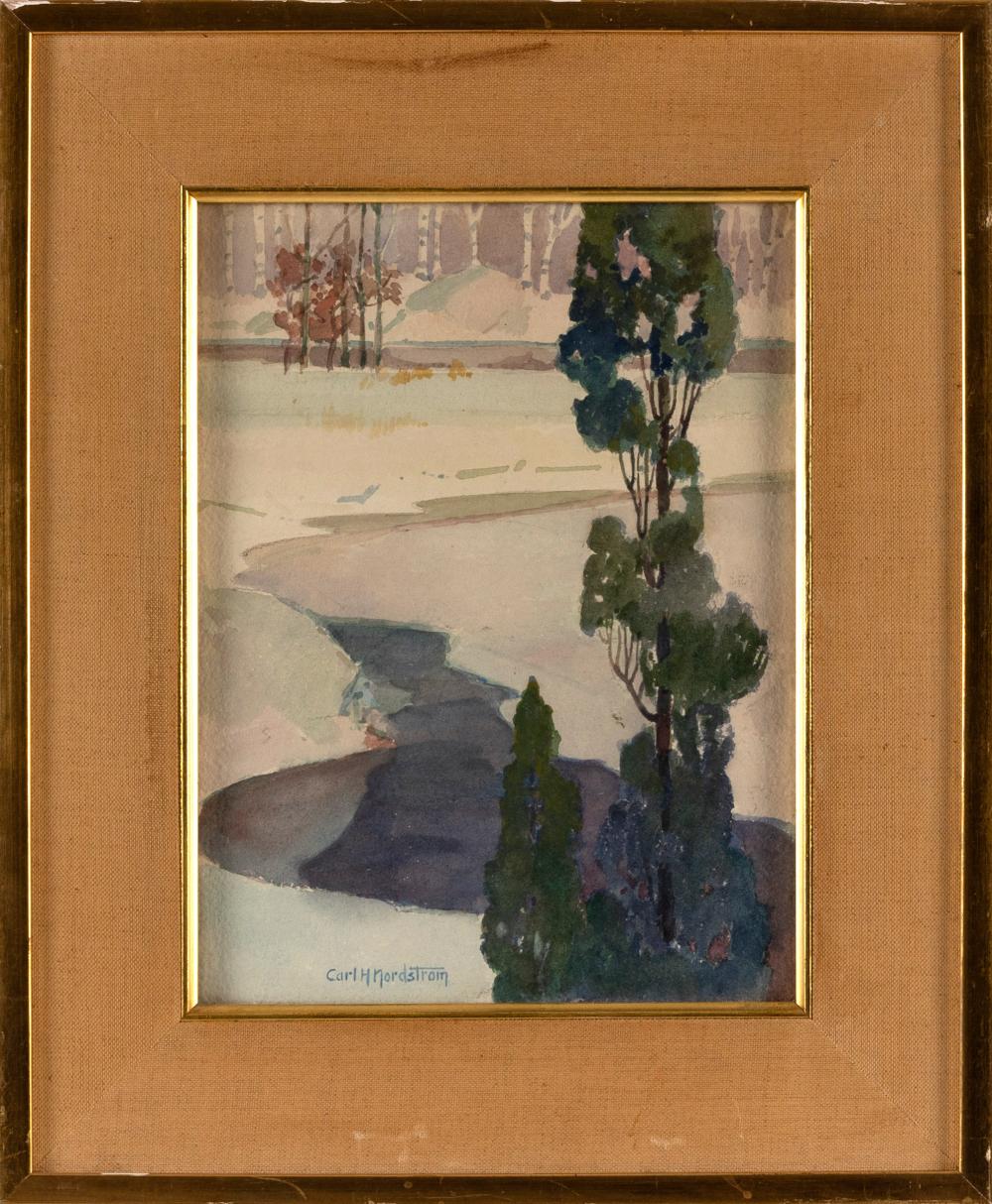 Carl Harold Nordstrom comparable auction result: carl harold nordstrom massachusetts 1876 1965 winter landscape watercolor 10 x 12 framed 14 x 17