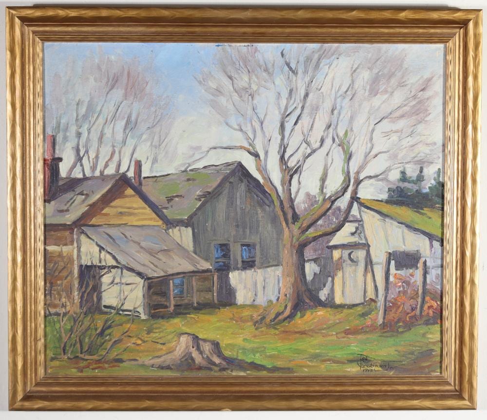 Ted Christensen comparable auction result: ted christensen oil on board