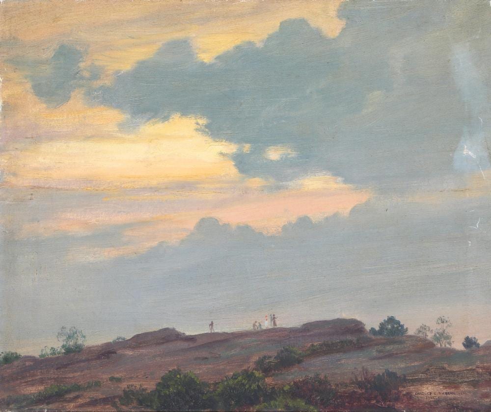 Charles Courtney Curran comparable auction result: charles courtney curran american 1861 1942 landscape on cliff 1925