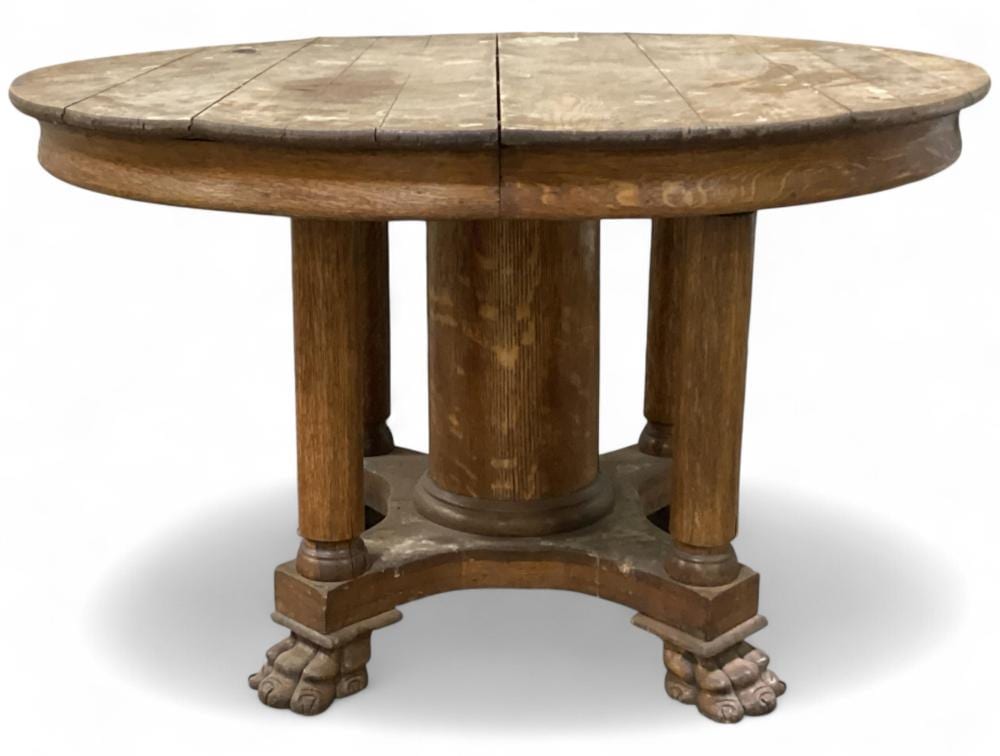 Chippendale Influenced Oak Claw Foot Dining Table sold by EJ'S Auction & Appraisal, lot 2052 — auction record photograph