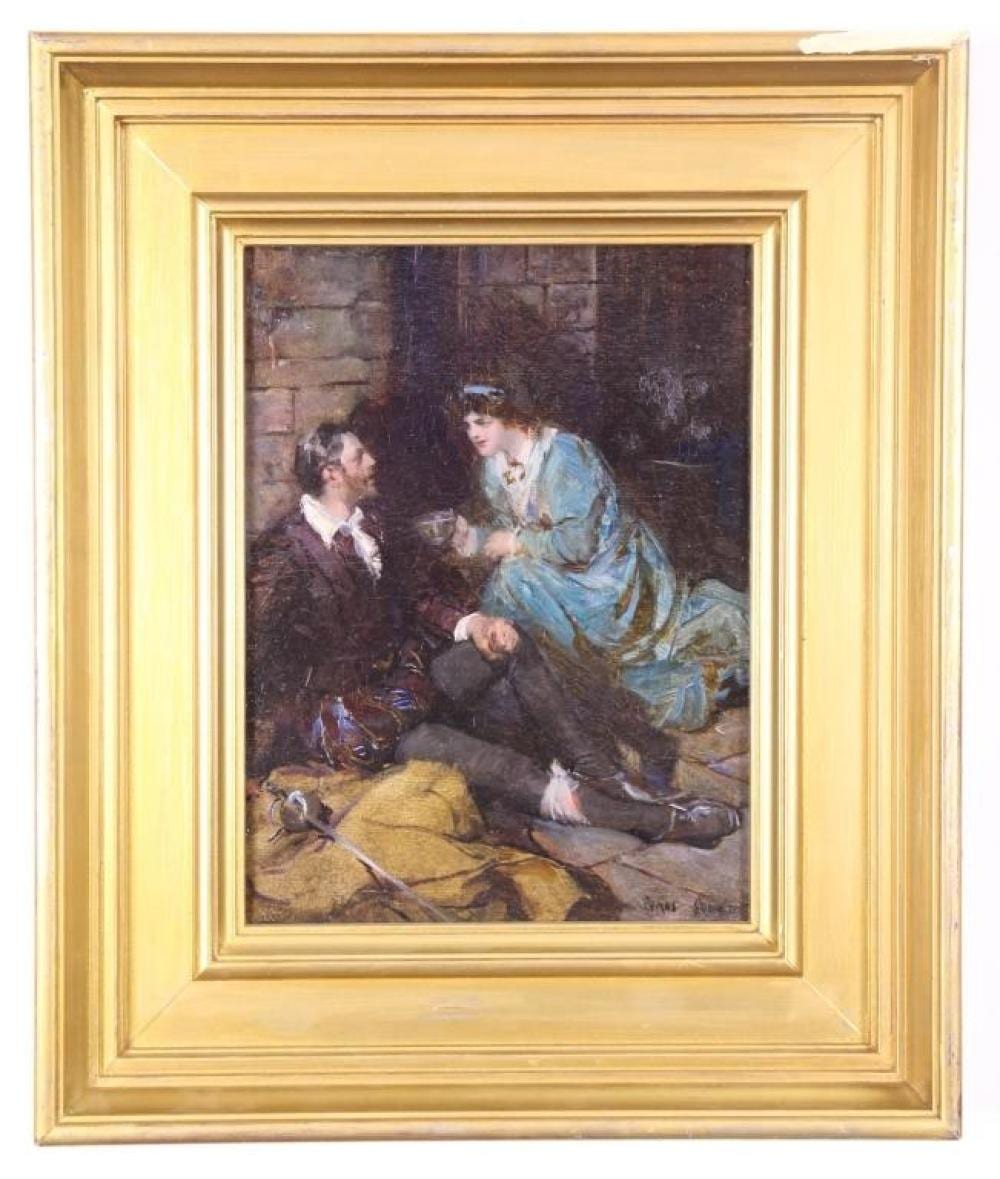 Cyrus Cuneo comparable auction result: cyrus cuneo american 1879 1916 wounded oil on board 26 x 19 5 cm signed lower depicting devoted maiden caring for a wounded soldier