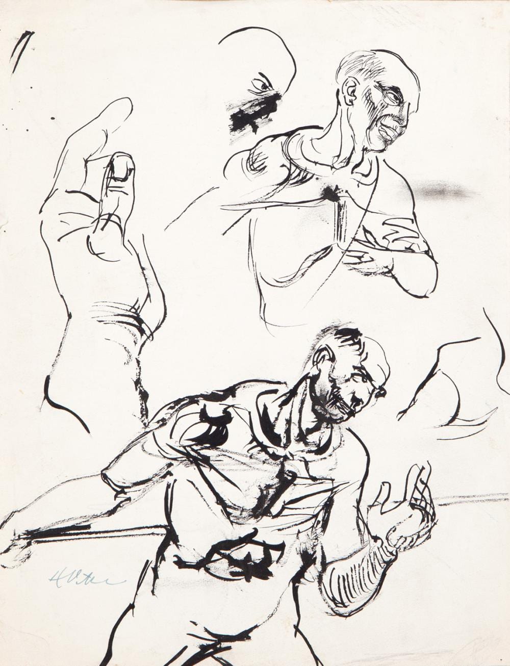 Harald Vike comparable auction result: harald vike the bowler ink drawing