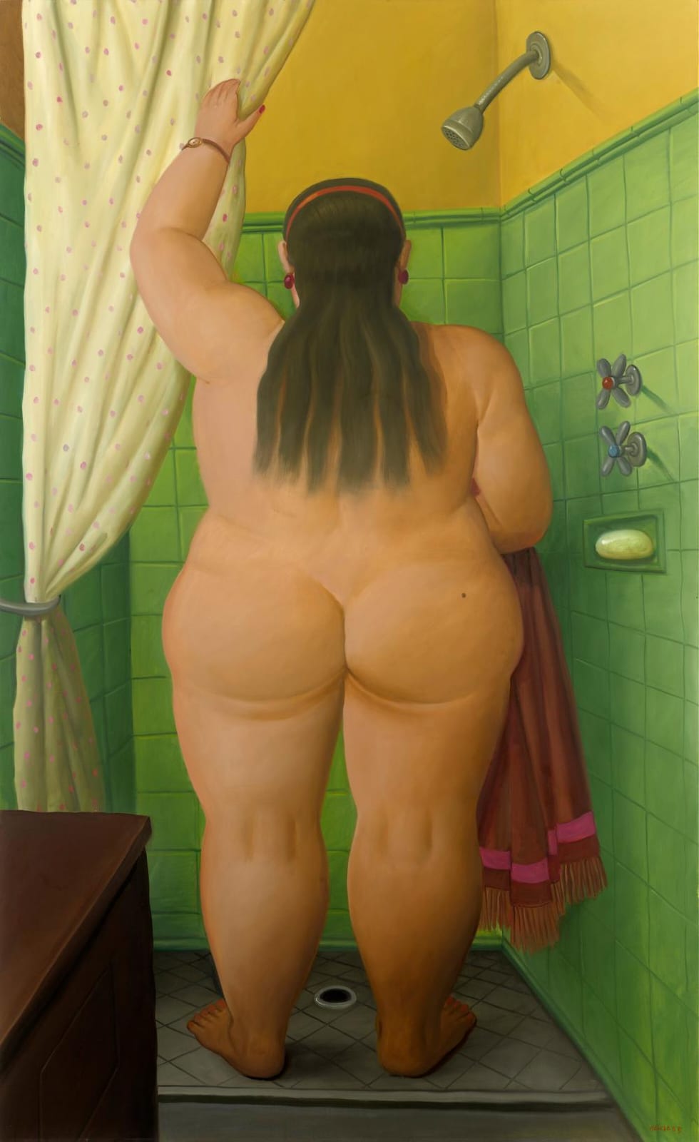 Fernando Botero (1932-2023). Woman In the Shower. oil on canvas201 x 123.5 comparable sale