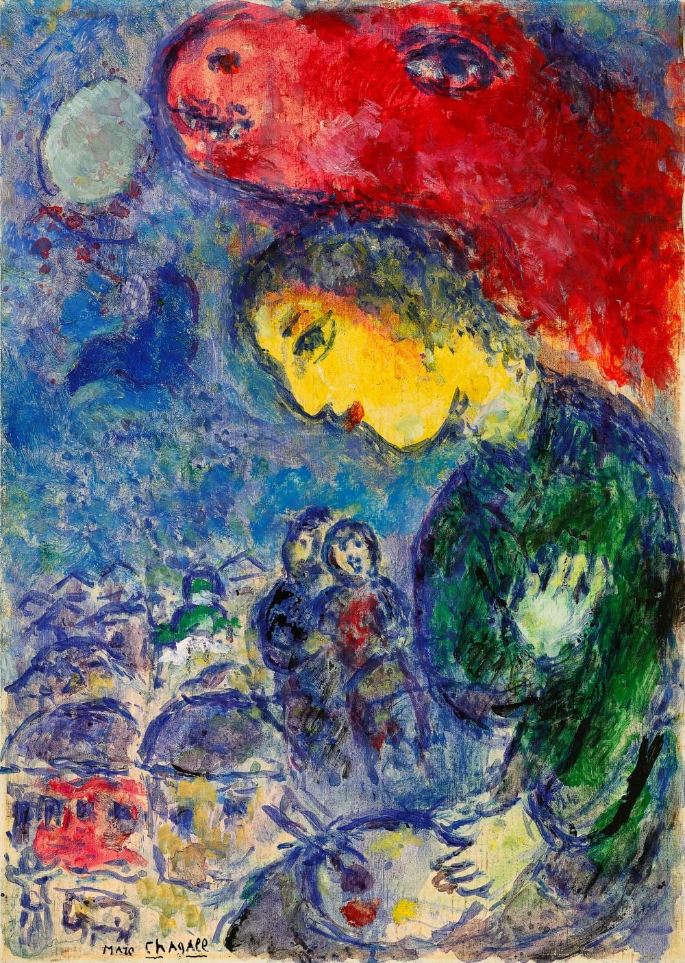 Marc Chagall (1887 - 1985). Le peintre au cheval rouge. acrylic on board45. comparable sale