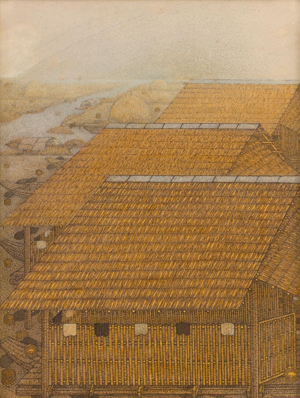 Damrong Wong-Uparaj comparable auction result: damrong wong uparaj 1936 2002 fisherman village ii acrylic on canvas92
