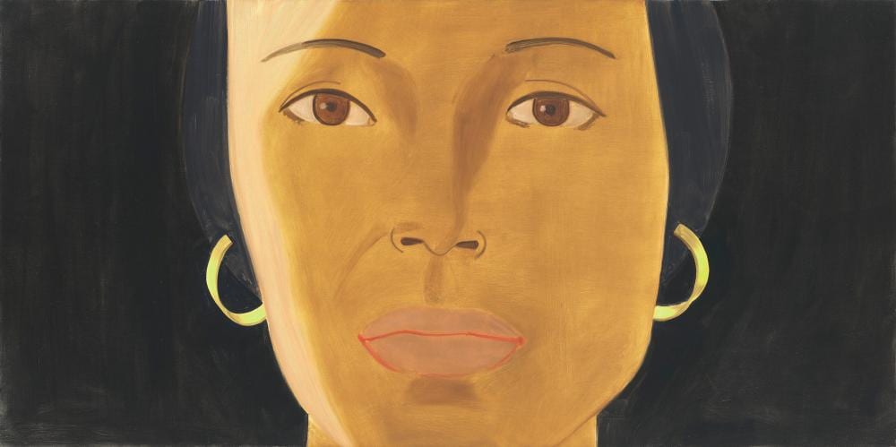 Alex Katz (B. 1927). Nikki II. oil on canvas122.3 x 244.5 cm. (48 1/8 x 96 comparable sale