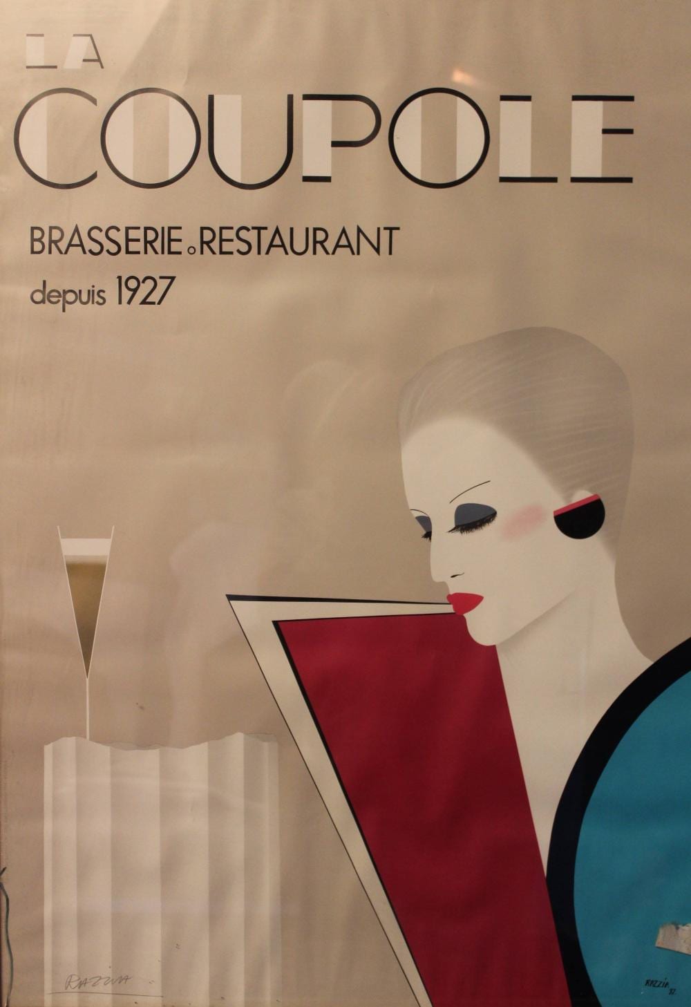Gerard Razzia comparable auction result: gerard razzia la coupole plakat handsigniert ger glas glas besch digt versand ohne rahmen ca 86 x 64cm