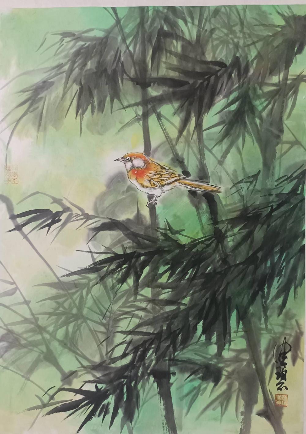Peiqiu Chen comparable auction result: chen peiqiu flower and bird hanging scroll