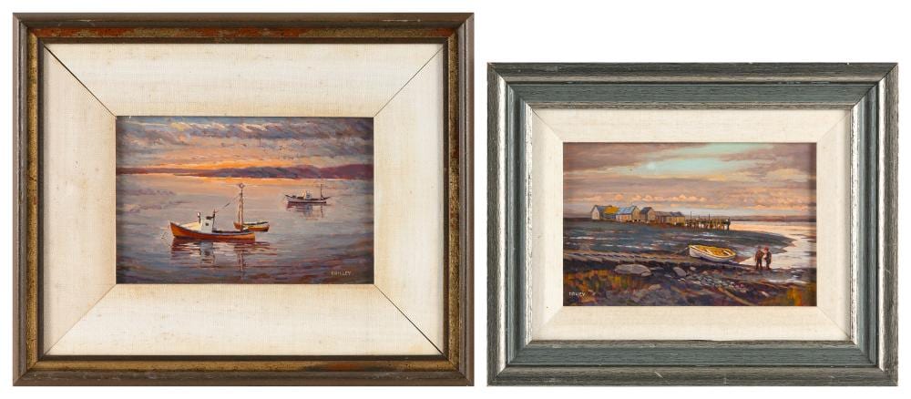 Joseph James Crilley comparable auction result: joseph james crilley pennsylvania 1920 2008 two coastal views wine harbour n s and anchored oils on board 6 x 9 framed 10 75 x 13 75 and 12 x 15