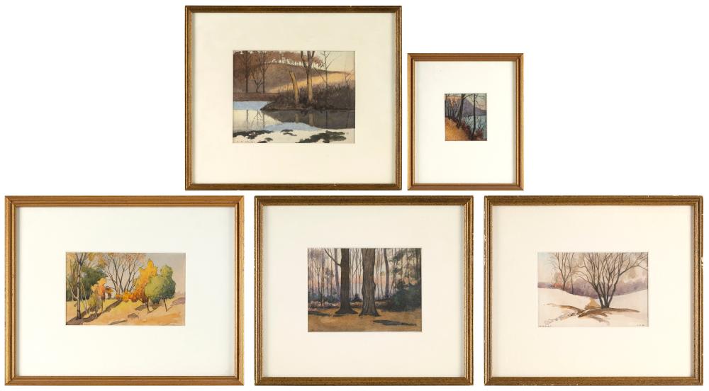 Joseph Harry Wheater comparable auction result: joseph harry wheater massachusetts 1885 1959 five landscapes watercolors on paper largest 7 5 x 9 sight framed to 14 x 16 5