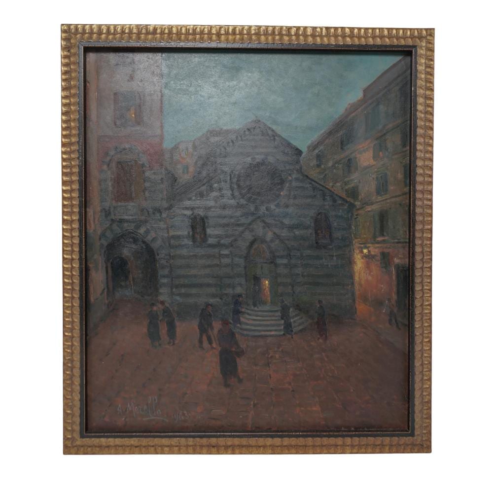 Amedeo Merello comparable auction result: amedeo merello italian 1890 piazza san mateo oil painting