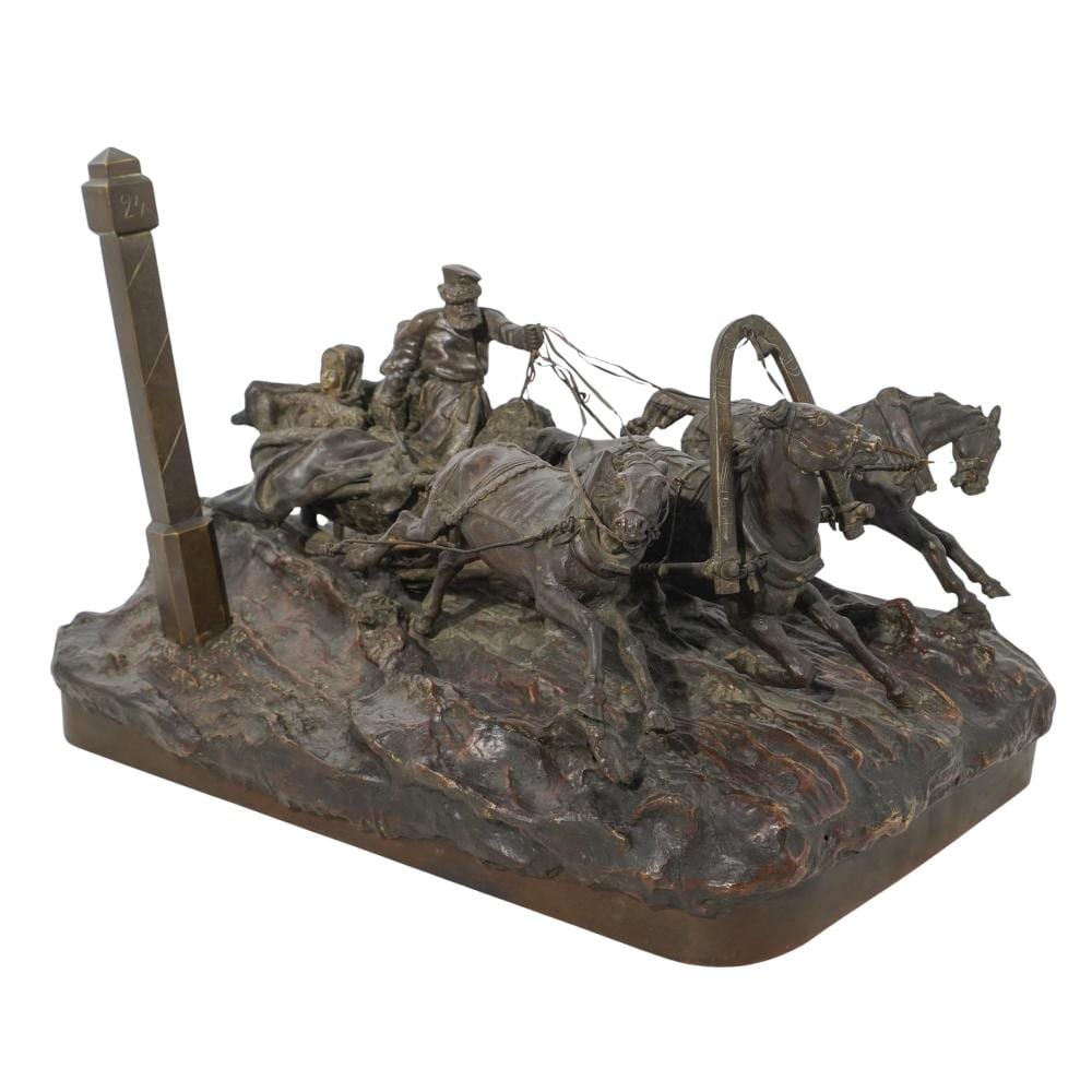Vasily Grachev comparable auction result: vasily grachev russian 1831 1905 bronze troika with two passengers sculpture