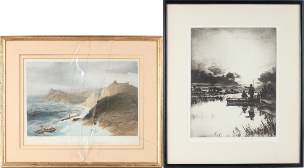 Levon West comparable auction result: levon west 1900 1968 duck hunters engraving
