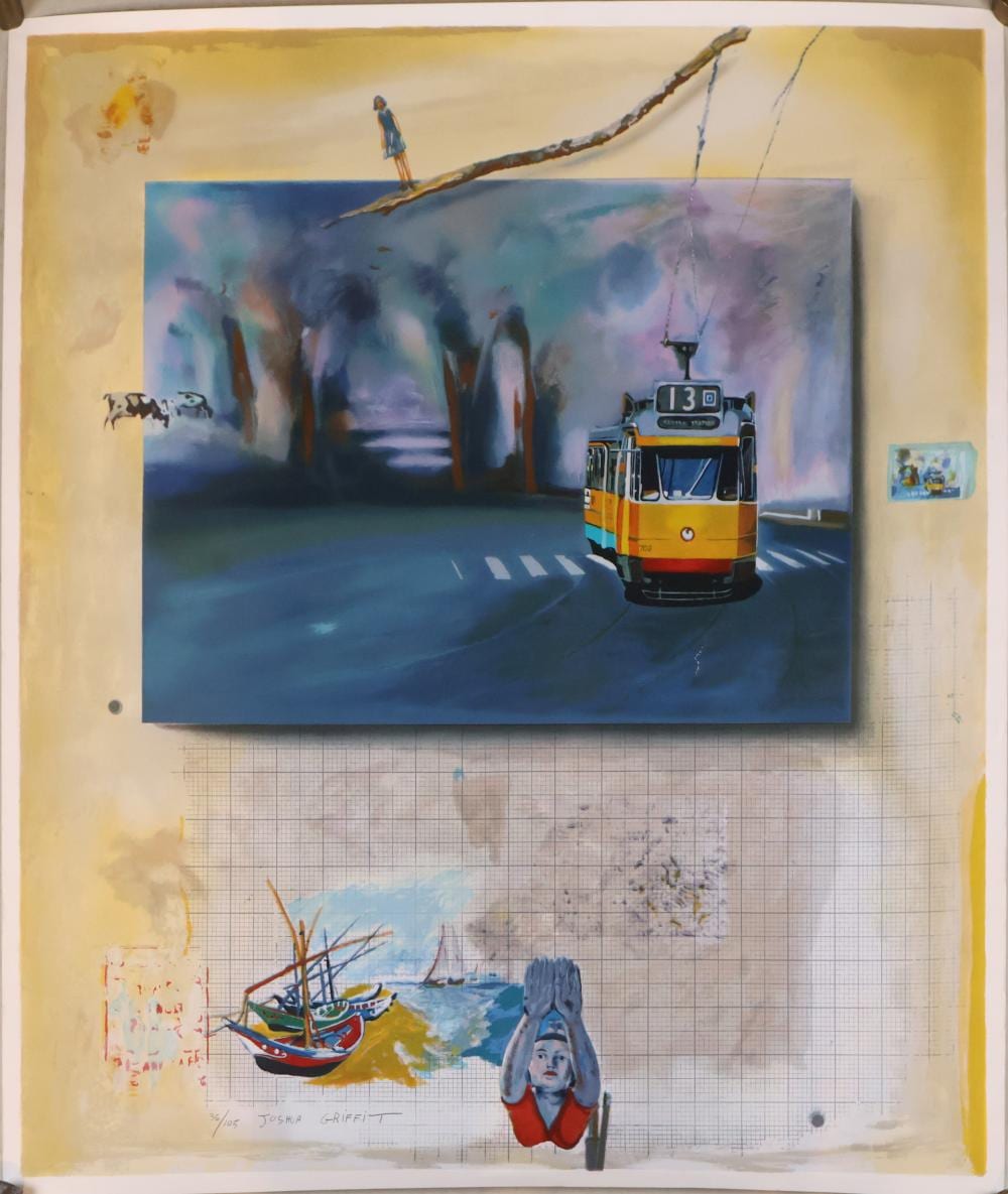 Joshua Griffit comparable auction result: joshua griffit 1951 street car lithograph