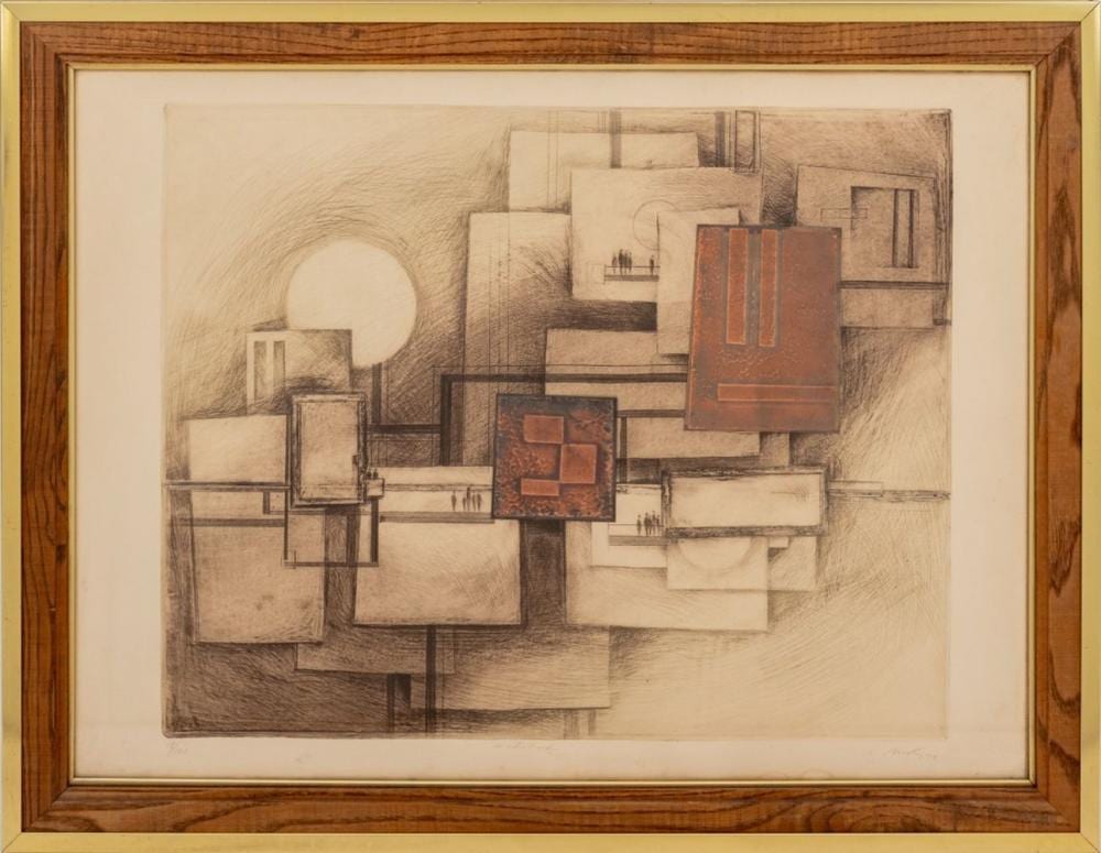 Mikulas Kravjansky comparable auction result: mikulas kravjansky habitat engraving and collage