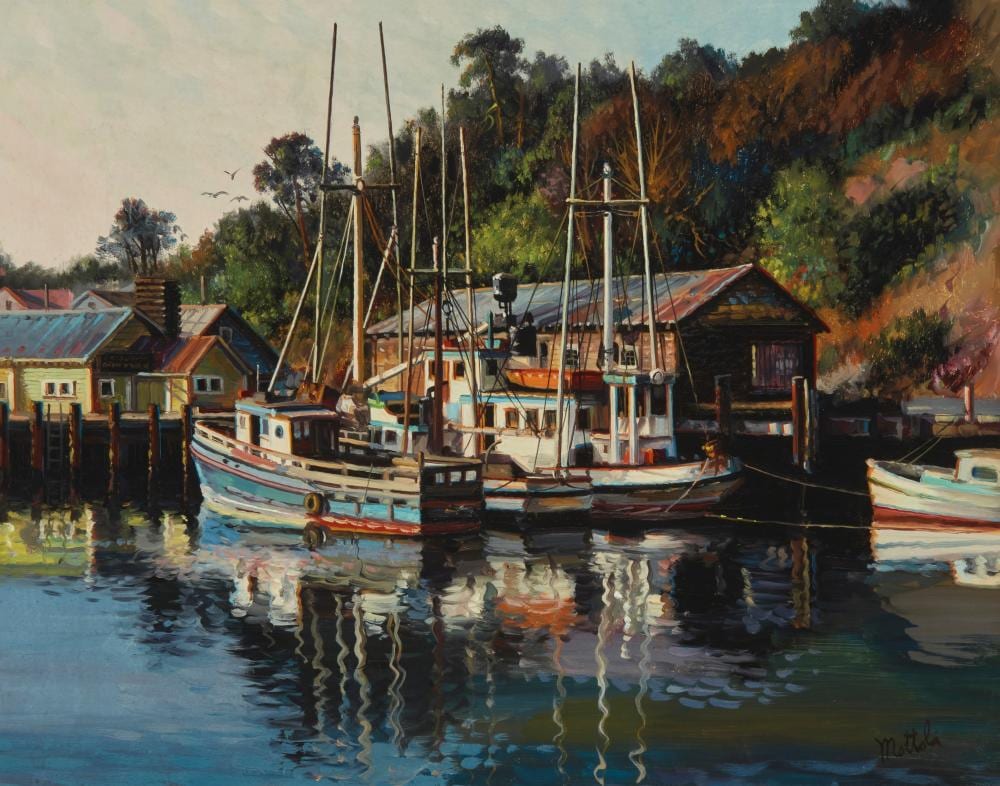 filastro mottola 1915 2008 fishing boats on noyo bay · John Moran Auctioneers · 2025-10-07 Filastro Mottola comparable auction result: filastro mottola 1915 2008 fishing boats on noyo bay