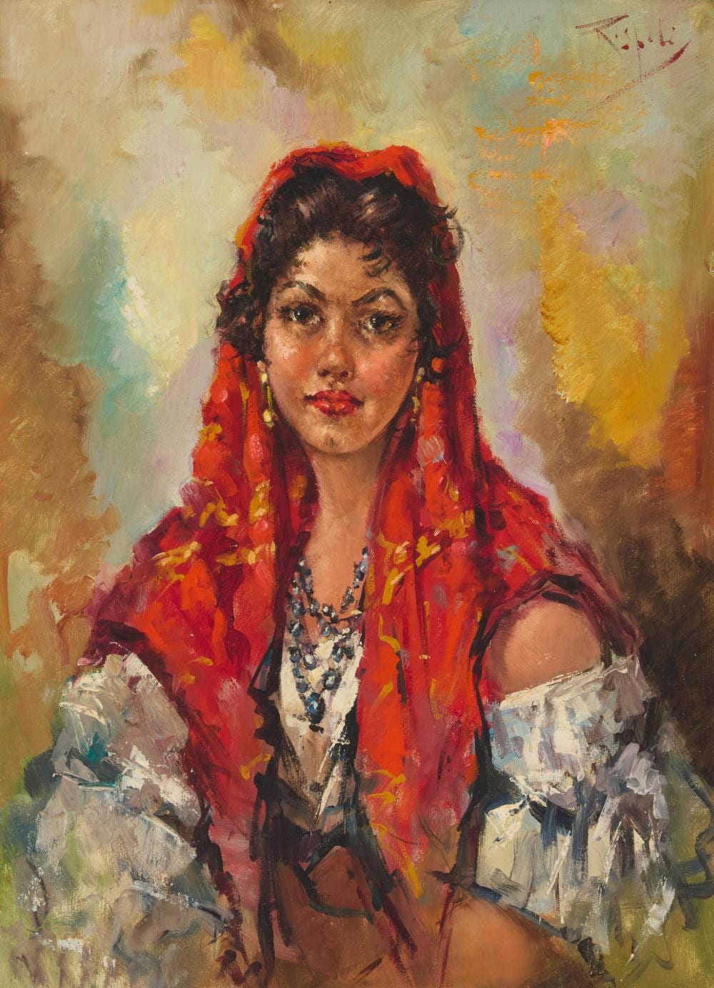 franco rispoli 1921 1989 portrait of a woman · John Moran Auctioneers · 2025-10-07 Franco Rispoli comparable auction result: franco rispoli 1921 1989 portrait of a woman