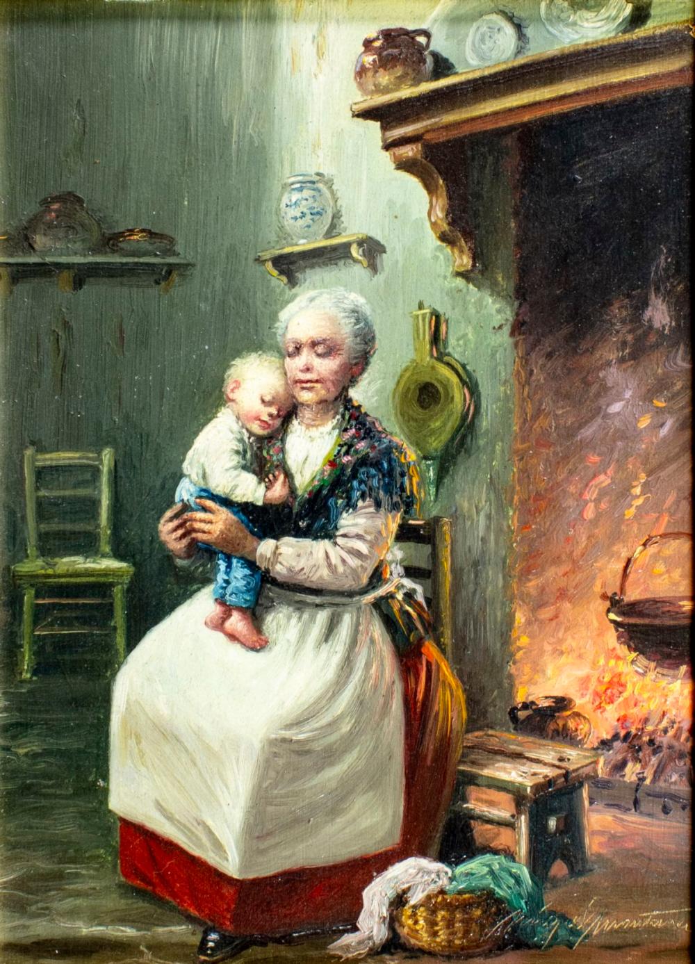 Miguel Montaner comparable auction result: miguel montaner spain 1860 1940 oil painting antique