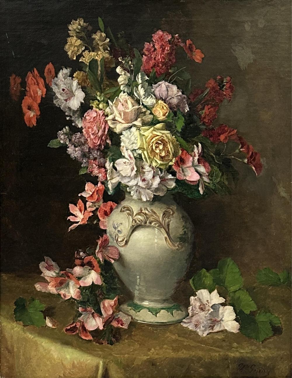 Théodore Gérard comparable auction result: th odore g rard 1829 1895 1902 nature morte aux fleurs huile sur toile dimensions 59 x 44 cm