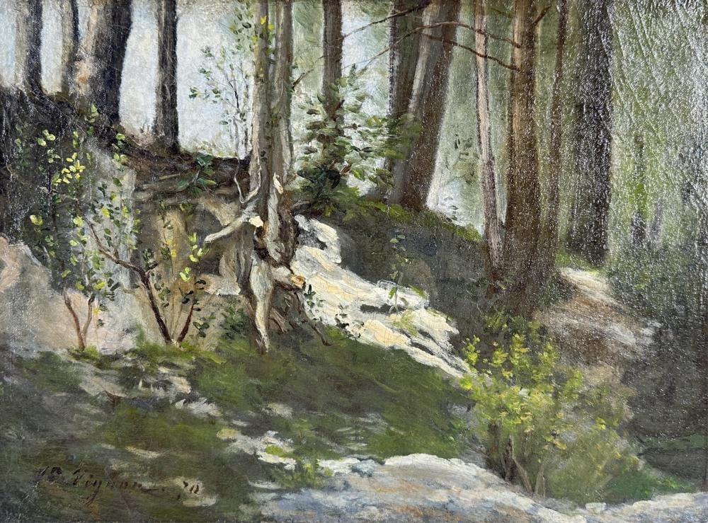 Victor Alfred Paul Vignon comparable auction result: victor vignon 1847 1909 bois de saint ouen 1870 huile sur toile situ e galement au dos sur le ch ssis dimensions 24 x 32 cm