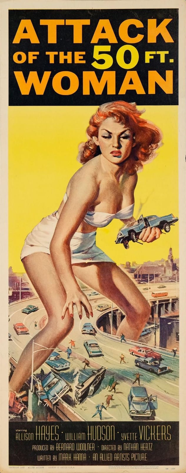 ATTACK OF THE 50 FOOT WOMAN - Insert (14" x 36"); Very Fine+ Rolled sold by Propstore Los Angeles, lot 17 — auction record photograph