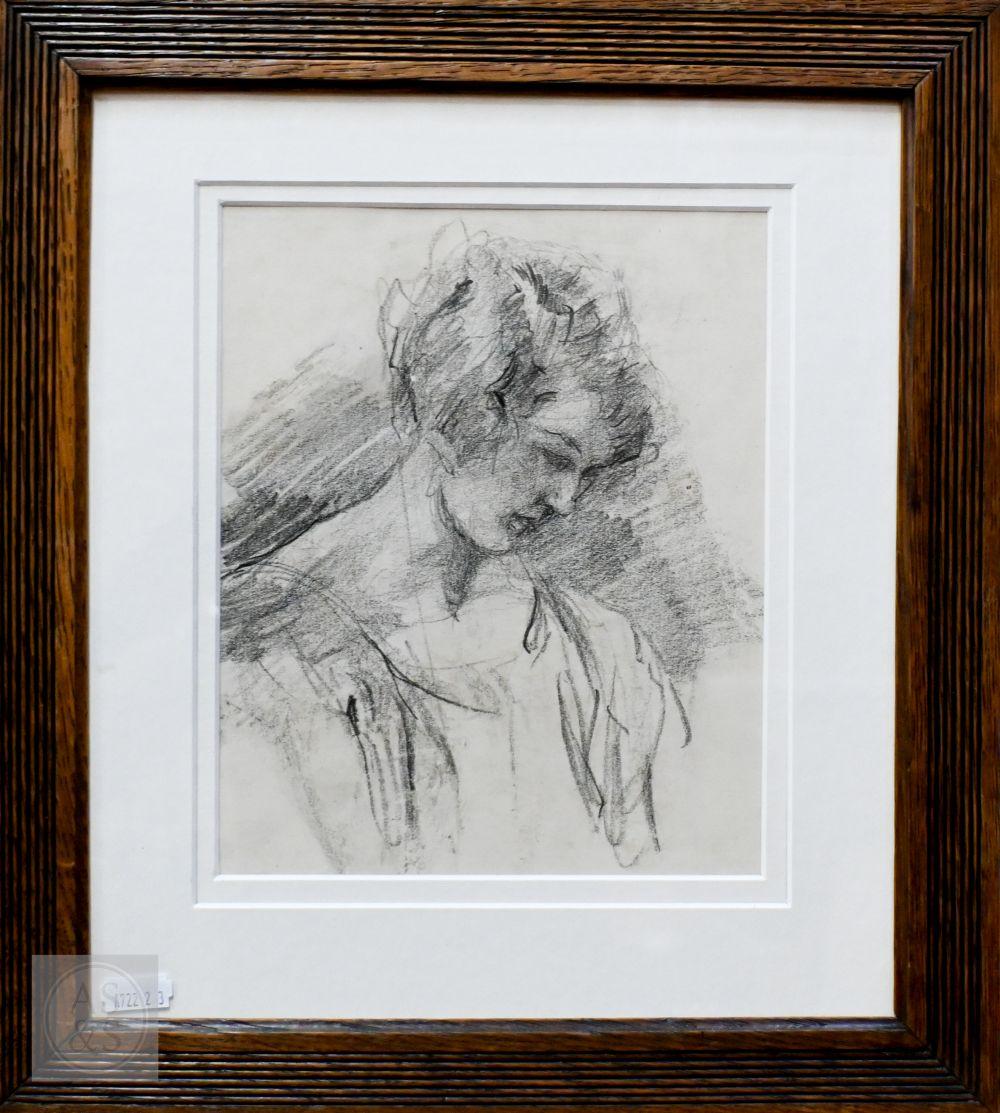 Albert de Belleroche comparable auction result: albert de belleroche 1864 1944 profile study head and shoulders of a young man looking down