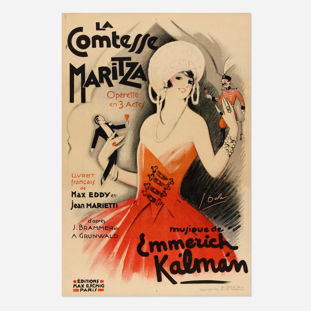Georges Dola comparable auction result: georges dola edmond vernier la comtesse maritza vintage poster