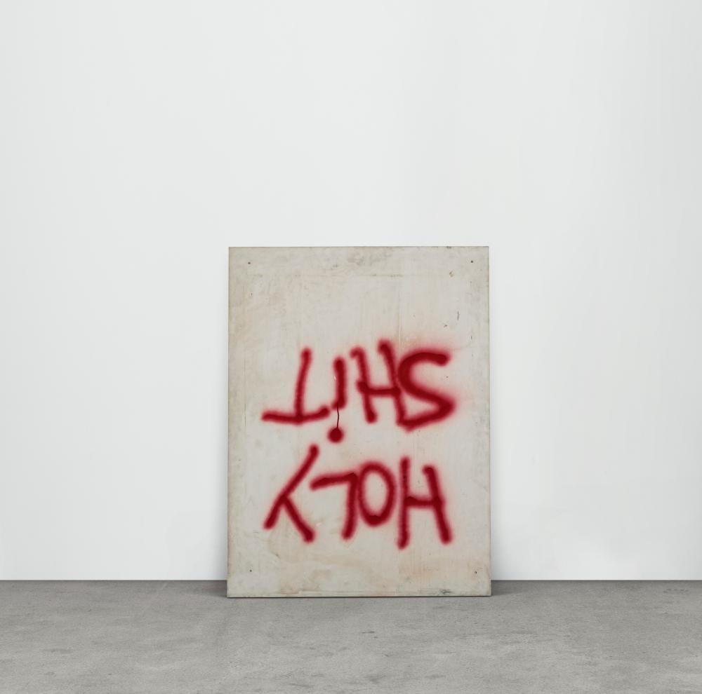 Dan Colen comparable auction result: dan colen b 1979 holy shit enamel and spray paint on plywood48 x 35 7