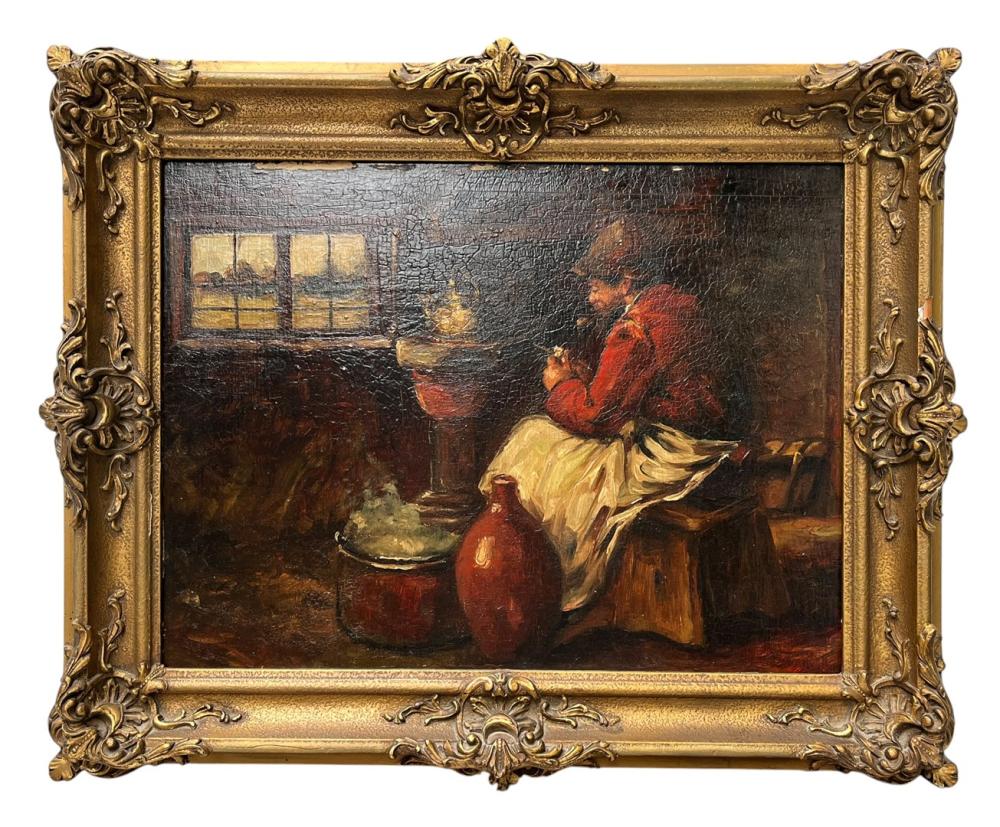 Josse Impens comparable auction result: josse impens 1840 1905 old fisherman in an interior oil on panel 35 x 45 cm