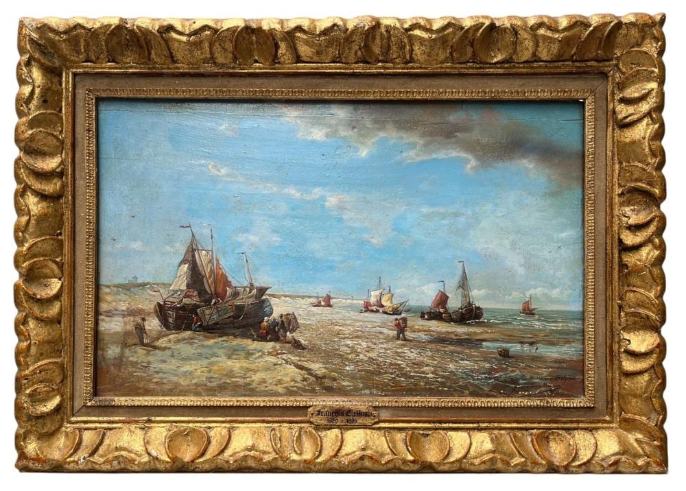 François Etienne Musin comparable auction result: fran ois etienne musin 1820 1888 plage d ostende signed and annotated bottom right oil on panel 40 x 64 cm