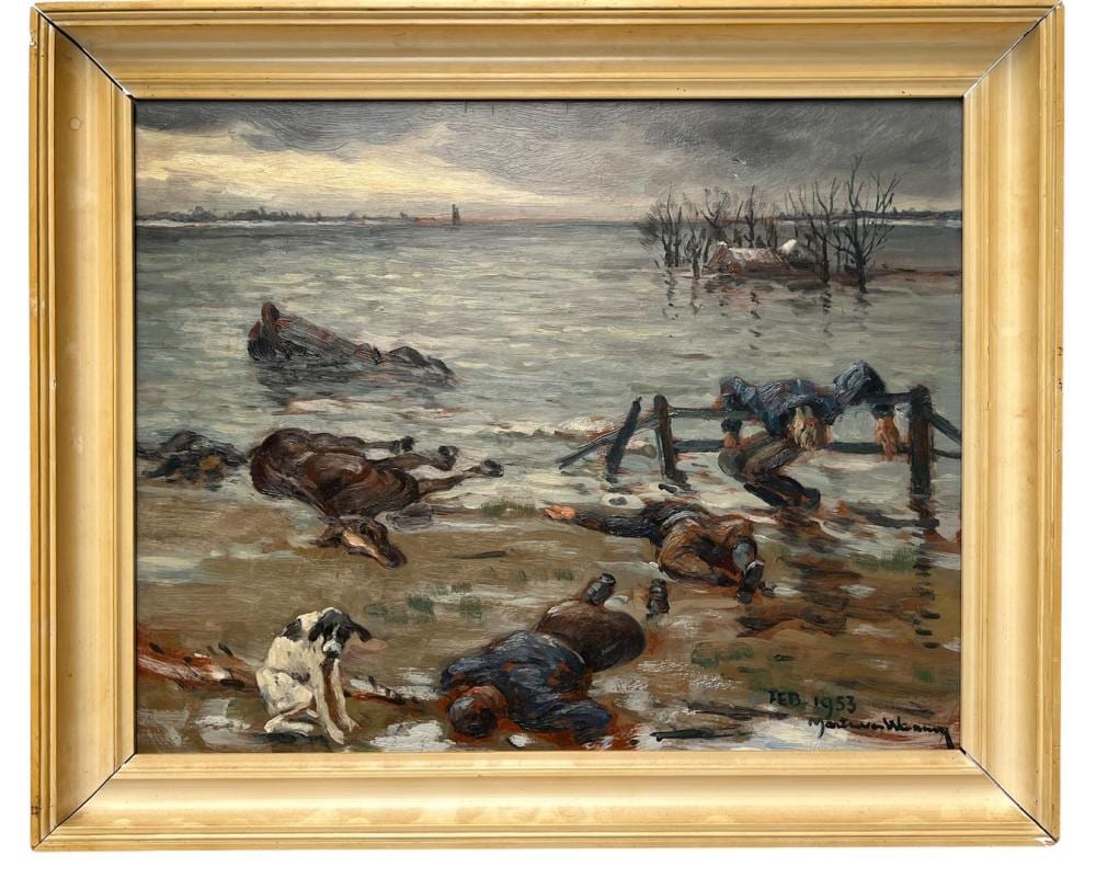 Martin van Waning comparable auction result: martin van waning 1889 1972 1953 flood disaster signed and annotated lower right oil on board 41 x 50 cm