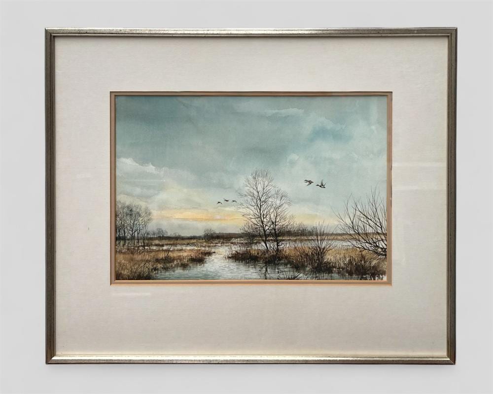 Pieter Daniel Dik comparable auction result: pieter daniel dik 1943 1984 full ducks above a polder landscape signed lower right watercolour on paper 28 x 38 cm