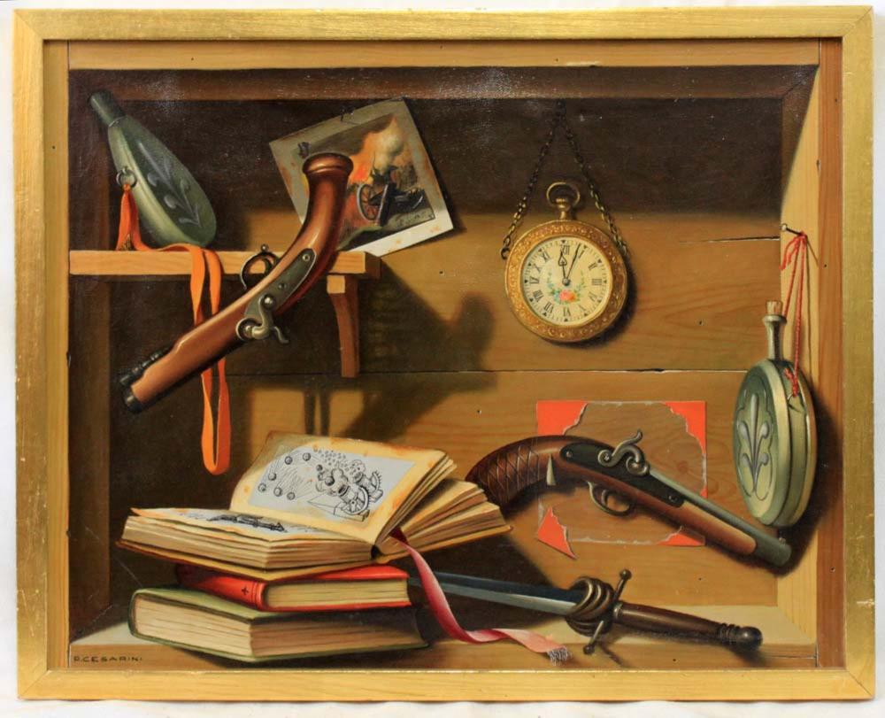 pier luigi cesarini italian b 1933 books guns and watch · Hidden Treasures Antiques & Fine Arts · 2025-10-14 Pier Luigi Cesarini comparable auction result: pier luigi cesarini italian b 1933 books guns and watch