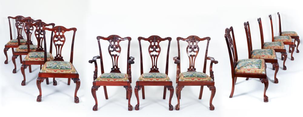 Set of 12 Chippendale Style Dining Chairs sold by Concept Art Gallery, lot 53 — auction record photograph